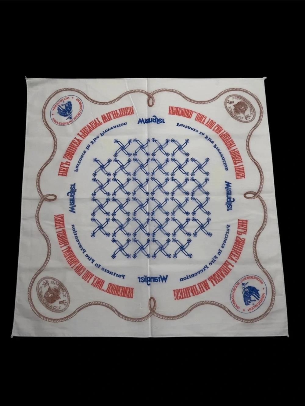 Vintage 1994 Smokey Bear PRCA Rodeo Bandana US Forest Service 50th